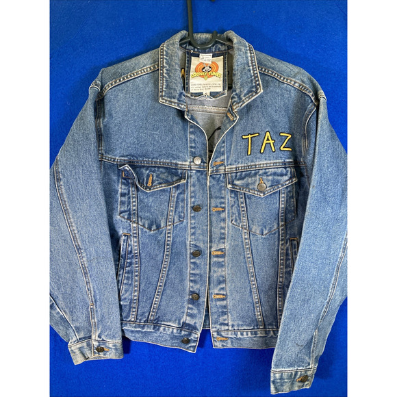 Looney Tunes Jackets & Blazers - Vintage 90s Warner Bros Taz Looney Tunes Embroidered Denim Jacket Womens Small